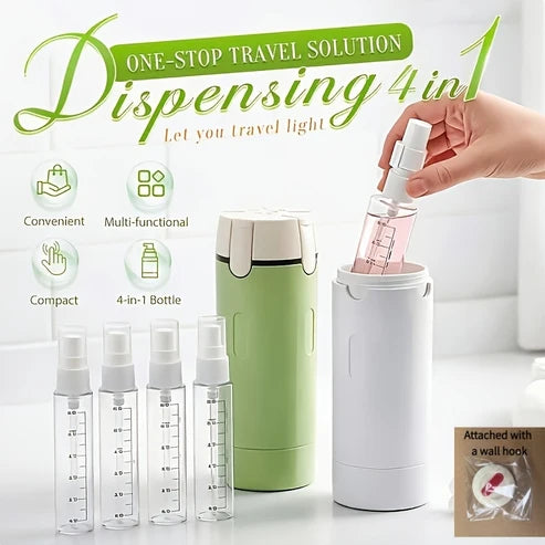 4-in-1 Leak-Proof Travel Dispenser Bottles Set | Refillable Round Plastic Containers