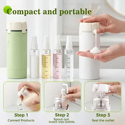 4-in-1 Leak-Proof Travel Dispenser Bottles Set | Refillable Round Plastic Containers